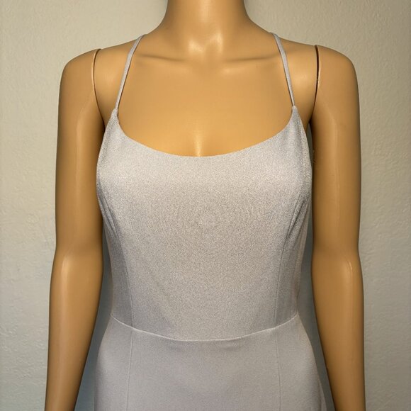 Amsale Silver Gray Halter Neck Maxi Dress - Size 6 - Picture 5 of 5